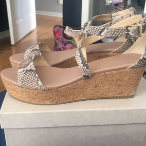 Jimmy Choo Beige and Gray Wedges